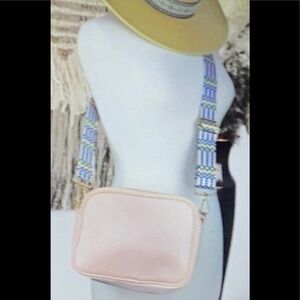 REDUCED $5 Crossbody Guitar Strap Blush Faux Leather Bag NWT